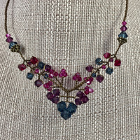 Amethyst, Cranberry and Midnight Blue Concerto Crystal Necklace w Magnetic Closure Amethyst, Cranberry and Midnight Blue Concerto Crystal Necklace w Magnetic Closure