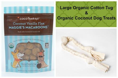 Spring Easter gift bag for Large Dogs. Organic Cotton Dog Tug and gluten free natural dog treats. Made in the USA. Purrfectplay.com Spring Easter gift bag for Large Dogs. Organic Cotton Dog Tug and gluten free natural dog treats. Made in the USA. Purrfectplay.com
