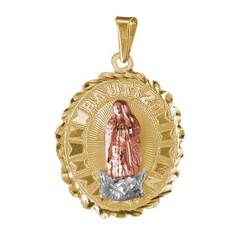 Yellow / White / Red Gold Baptism Medal - 2.1 gr - V210 Yellow / White / Red Gold Baptism Medal - 2.1 gr - V210