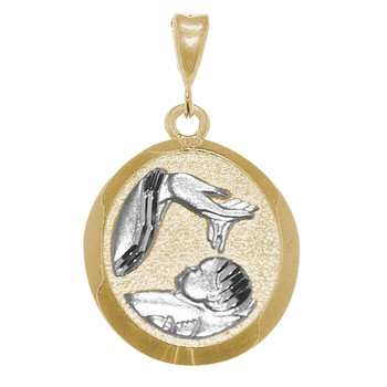 Yellow / White Gold Baptism Medal - 14 K - 1.8 gr. - V180 Yellow / White Gold Baptism Medal - 14 K - 1.8 gr. - V180