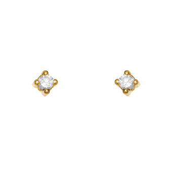 Yellow Gold stud earrings, decorated with CZ. - 77301 Yellow Gold stud earrings, decorated with CZ. - 77301