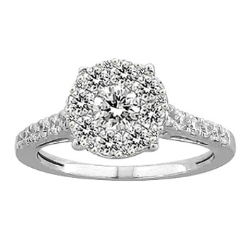 White Gold Engagement Ring with Diamonds - 59079 White Gold Engagement Ring with Diamonds - 59079