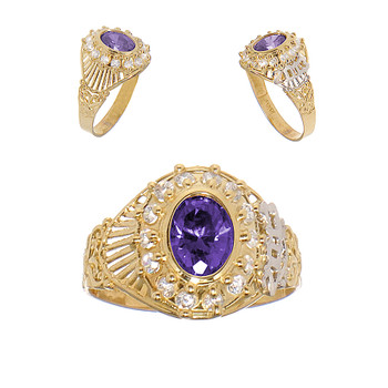 Graduation Ring / Yellow Gold with CZ - 3.3 Gr. - ORO-P09 Graduation Ring / Yellow Gold with CZ - 3.3 Gr. - ORO-P09