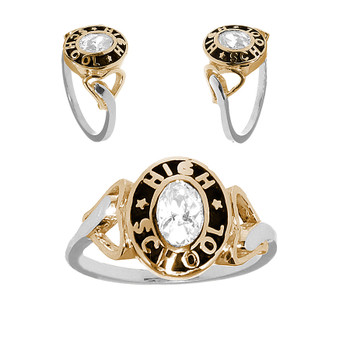 Graduation Ring / Yellow & White Gold -3.9 Gr. - ORO-P05 Graduation Ring / Yellow & White Gold -3.9 Gr. - ORO-P05