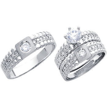 White Gold Trio Set cz - 14 K - TC185 White Gold Trio Set cz - 14 K - TC185