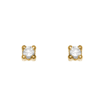 Yellow Gold stud earrings, decorated with CZ. - 653501 Yellow Gold stud earrings, decorated with CZ. - 653501