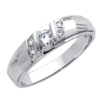 White gold wedding band with CZ. 14K 3.9 gr. - RG171 White gold wedding band with CZ. 14K 3.9 gr. - RG171
