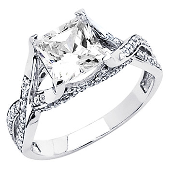 White gold engagement ring with CZ - 14K 3.6 gr. - RG57 White gold engagement ring with CZ - 14K 3.6 gr. - RG57