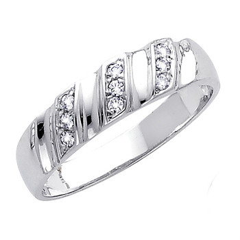 White gold wedding band with CZ. 14K 3.1 gr. - RG165 White gold wedding band with CZ. 14K 3.1 gr. - RG165