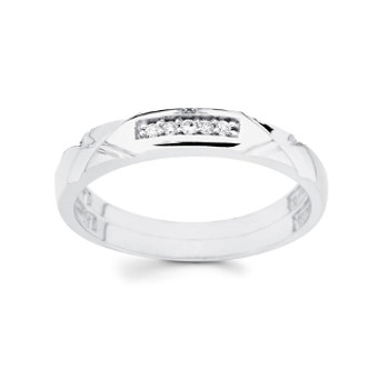 White gold wedding band with Diamonds - 14K 0.03Ct - DRG13B White gold wedding band with Diamonds - 14K 0.03Ct - DRG13B