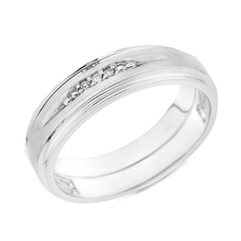 White gold wedding band with Diamonds - 14K 0.05Ct - DRG8B White gold wedding band with Diamonds - 14K 0.05Ct - DRG8B