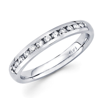 White gold wedding band with Diamonds - 14 K - BD5-9 White gold wedding band with Diamonds - 14 K - BD5-9