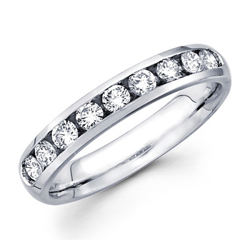 White gold wedding band with diamonds - 14 K - BD5-7 White gold wedding band with diamonds - 14 K - BD5-7
