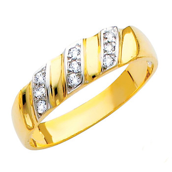 Yellow gold wedding band with CZ - 14K 3.1 gr. - RG147 Yellow gold wedding band with CZ - 14K 3.1 gr. - RG147