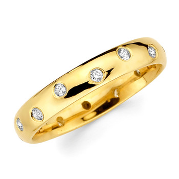 Yellow gold wedding band with diamonds. - BD4-12 Yellow gold wedding band with diamonds. - BD4-12