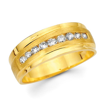 Yellow gold wedding band with diamonds - BD2-24 Yellow gold wedding band with diamonds - BD2-24
