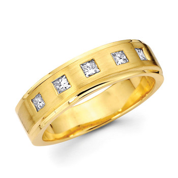 Yellow gold wedding band with diamonds - BD2-19 Yellow gold wedding band with diamonds - BD2-19