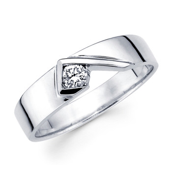 White gold wedding band with Diamonds - 14 K - BD1-23 White gold wedding band with Diamonds - 14 K - BD1-23