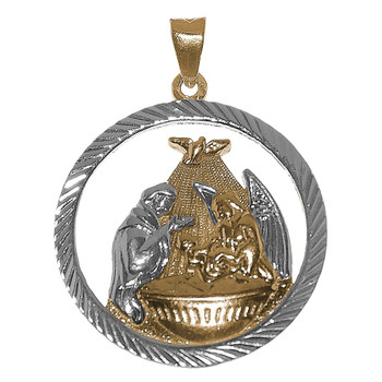 Yellow / White Gold Baptism Medal - 14 K - BPT010 Yellow / White Gold Baptism Medal - 14 K - BPT010