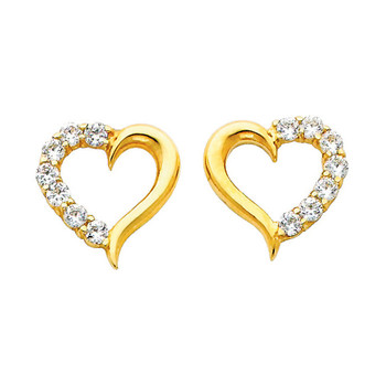 Yellow Gold Earrings - CZ - 14 K - ER317 Yellow Gold Earrings - CZ - 14 K - ER317