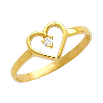 Yellow Gold Love Ring - CZ - 14 K - RG633 Yellow Gold Love Ring - CZ - 14 K - RG633