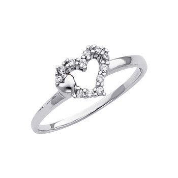 White Gold Love Ring - CZ - 14 K - RG293 White Gold Love Ring - CZ - 14 K - RG293