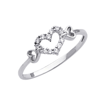 White Gold Love Ring - CZ - 14 K - RG294 White Gold Love Ring - CZ - 14 K - RG294