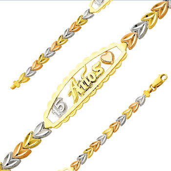 Forever 15 - Yellow / White / Red Gold Bracelet - 7.6 gr - AB152 Forever 15 - Yellow / White / Red Gold Bracelet - 7.6 gr - AB152