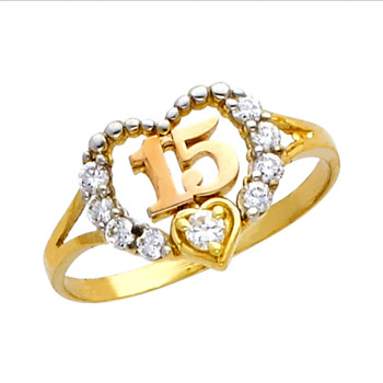 Forever 15 - Yellow Gold Ring with CZ - 14 K. 1.7 gr - RG663 Forever 15 - Yellow Gold Ring with CZ - 14 K. 1.7 gr - RG663