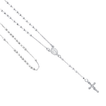 Silver Rosary Necklace - 17 in. - SSNK13 Silver Rosary Necklace - 17 in. - SSNK13