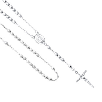 Silver Rosary Necklace - 18 in. - SSNK11 Silver Rosary Necklace - 18 in. - SSNK11