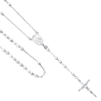 Silver Rosary Necklace - 26 in - SSNK9 Silver Rosary Necklace - 26 in - SSNK9