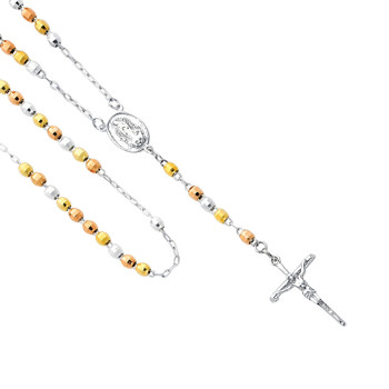 Silver Rosary Necklace - Coated Gold - SSNK4 Silver Rosary Necklace - Coated Gold - SSNK4