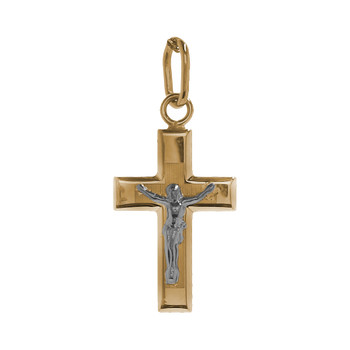 Yellow / White Gold Cross - 14K - 0.8 gr. - CRO-131 Yellow / White Gold Cross - 14K - 0.8 gr. - CRO-131