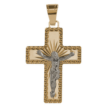 Yellow / White Gold Cross - 14K - 0.9 gr. - CRO-132 Yellow / White Gold Cross - 14K - 0.9 gr. - CRO-132