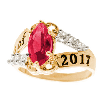 Graduation Ring / Yellow & White Gold -3.6 Gr. - GDR-121 Graduation Ring / Yellow & White Gold -3.6 Gr. - GDR-121