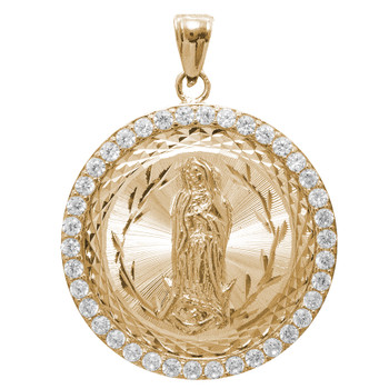 Yellow Gold Medal - Virgin Mary - CZ - 14 K - 9.4 gr. - RP096 Yellow Gold Medal - Virgin Mary - CZ - 14 K - 9.4 gr. - RP096