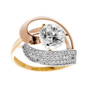 3 Gold Love Ring - CZ - 14 K - RGO-211 3 Gold Love Ring - CZ - 14 K - RGO-211