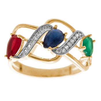 Yellow / White Gold Ring - CZ - 14 K - RGO-216 Yellow / White Gold Ring - CZ - 14 K - RGO-216