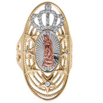 Yellow / White / Red Gold Ring - CZ - 14 K - RGO-225 Yellow / White / Red Gold Ring - CZ - 14 K - RGO-225