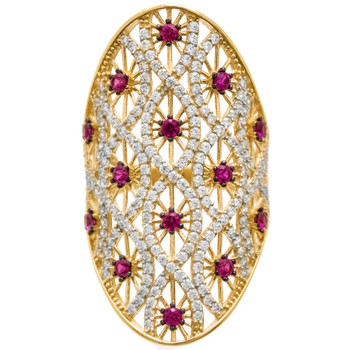 Yellow / White / Red Gold Ring - CZ - 14 K - RGO-226 Yellow / White / Red Gold Ring - CZ - 14 K - RGO-226