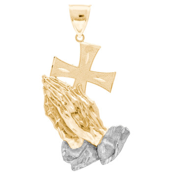 Yellow / White Gold Medal - Praying Hands - 14 K - RP161 Yellow / White Gold Medal - Praying Hands - 14 K - RP161