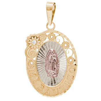 Yellow/White/Red Gold Baptism Medal - 14 K - BPT-603 Yellow/White/Red Gold Baptism Medal - 14 K - BPT-603