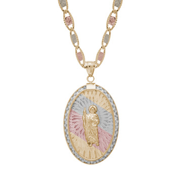 Yellow / White / Red Gold Medal - CZ - St. Jude - 14 K - RP207 Yellow / White / Red Gold Medal - CZ - St. Jude - 14 K - RP207