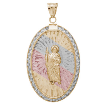 Yellow / White / Red Gold Medal - CZ - St. Jude - 14 K - RP207 Yellow / White / Red Gold Medal - CZ - St. Jude - 14 K - RP207