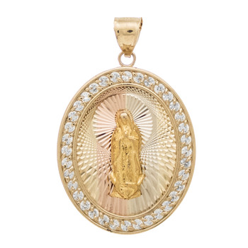 Yellow / White / Red Gold Medal - CZ - Virgin Mary - 14 K - RP215 Yellow / White / Red Gold Medal - CZ - Virgin Mary - 14 K - RP215