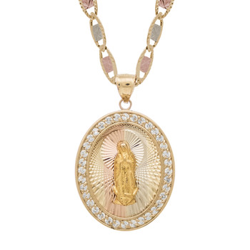 Yellow / White / Red Gold Medal - CZ - Virgin Mary - 14 K - RP215 Yellow / White / Red Gold Medal - CZ - Virgin Mary - 14 K - RP215