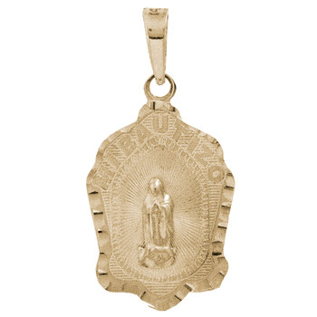 Yellow Gold Baptism Medal - Virgin Mary - 14 K - BPT-613 Yellow Gold Baptism Medal - Virgin Mary - 14 K - BPT-613
