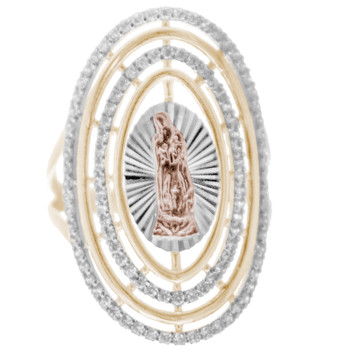 Yellow / White / Red Virgin Mary Gold Ring - CZ - 14 K - RGO257 Yellow / White / Red Virgin Mary Gold Ring - CZ - 14 K - RGO257
