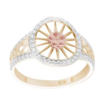 Yellow, Red & White Gold Ring with CZ - 14 K - RGO261 Yellow, Red & White Gold Ring with CZ - 14 K - RGO261
